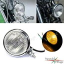 4.5 インチ ベイツ スタイル クローム ヘッドライト アンバー ハーレー ボバー チョッパー カフェ レーサー用 4.5'' Bates Style Chrome Headlight Amber For Harley Bobber Chopper Cafe Racer