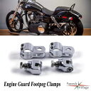 2X クローム フットペグ アダプター スチール クランプ マウント ハーレー 1-1/4" エンジン ガード チューブ用 2X Chrome Footpeg Adapter Steel Clamps Mount For Harley 1-1/4" Engine Guard Tube