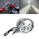 クローム 4.5 インチ ホワイト LED ヘッドライト ヘッドランプ Hi/Lo ビーム ハーレー オールドスクール ボバー用 Chrome 4.5" White LED Headlight Headlamp Hi/Lo Beam For Harley Old School Bobber