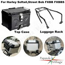 ブラックアルミニウムトップテールボックスケースリア荷物ラックホルダーハーレーストリートボブ用 Black Aluminum Top Tail Box Cases Rear Luggage Rack Holder For Harley Street Bob