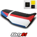 ホンダ グロム シートカバーとジェル 2021 2022 ホワイト ブルー レッド Luimoto テックグリップ スエード Honda Grom Seat Cover and Gel 2021 2022 White Blue Red Luimoto Tec-Grip Suede