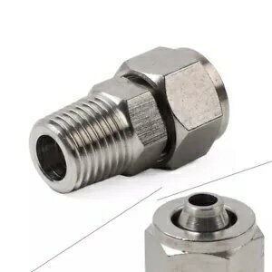 圧縮チューブ継手 1/4 PT おねじ x 10mm 外径 チューブ 304 ステンレス鋼 Compression Tube Fitting 1/4 PT Male Thread x 10mm OD Tube 304 Stainless Steel