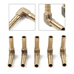 5 個 1/4 × 1/4 6 × 6 ミリメートル真鍮有刺鉄線チューブパイプ継手ホースバーブエルボ 90 度 5Pcs 1/4..