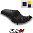 Indian Challenger シートカバーとジェル 2020-2023 ブラック ブロンズ ステッチ Luimoto スエード Indian Challenger Seat Cover and Gel 2020-2023 Black Bronze Stitch Luimoto Suede