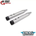 Drag Specialty クローム 4 インチ スリップオン マフラー ブラック エンド キャップ付き ツーリング 95-16 用 Drag Special...