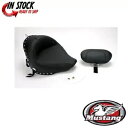 マスタング スタッズ付きワイドソロシート 取り外し可能バックレスト ハーレー FLSTFI FXST 06-17 Mustang Studded Wide So...