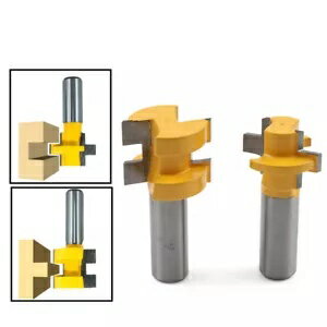 2 個 1/2 インチシャンクミニトングと溝ルータービットセット木工カッター 2pcs 1/2" Shank Mini Tongu..