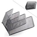 ブラックメッシュレターペーパーファイルストレージラックホルダートレイオーガナイザーデスクトップオフィス Black Mesh Letter Paper File Storage Rack Holder Tray Organiser Desktop Office
