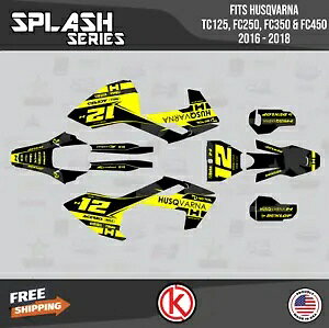 ハスクバーナ TC125 FC250 FC350 FC450 2016 2017 2018 スプラッシュイエロー用グラフィックキット Graphics Kit for Husqvarna TC125 FC250 FC350 FC450 2016 2017 2018 Splash-Yellow 