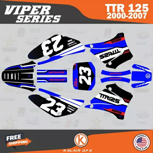 Yamaha TTR 125 (2000-2007) TTR125 Viper シリーズ用グラフィックスキット - ブルー Graphics Kit for Yamaha TTR 125 (2000-2007) TTR125 Viper Series - Blue 