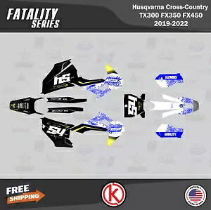 Husqvarna TX300、FX350、FX450 (2019-2022) Fatality シリーズ用グラフィックスキット - ブルー Graphics Kit for Husqvarna TX300, FX350, FX450 (2019-2022) Fatality Series-Blue 