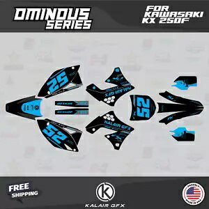 Kawasaki KX250F (2009-2012) KX 250F Ominous-Cyan 用グラフィックスキット Graphics Kit for Kawasaki KX250F (2009-2012) KX 250F Ominous-Cyan