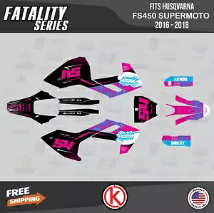 ハスクバーナ FS450 スーパーモト 2016 2017 2018 Fatality 用グラフィックスキット - マゼンタ Graphics Kit for Husqvarna FS450 Supermoto 2016 2017 2018 Fatality - Magenta 