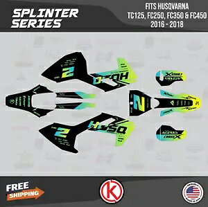 Husqvarna TC125 FC250 FC350 FC450 2016-2018 スプリンター用グラフィックスキット - ライム Graphics Kit for Husqvarna TC125 FC250 FC350 FC450 2016-2018 Splinter - Lime 