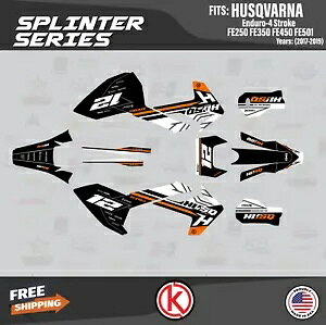 Husqvarna FE250 FE350 FE450 FE501 (2017-2019) スプリンターオレンジ用グラフィックスキット Graphics Kit for Husqvarna FE250 FE350 FE450 FE501 (2017-2019) Splinter-Orange 