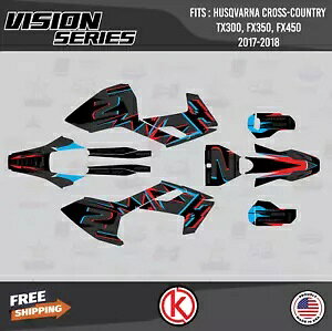 Husqvarna TX300、FX350、FX450 (2017-2018) Vizion 用グラフィックス キット - レッド シフト Graphics Kit for Husqvarna TX300, FX350, FX450 (2017-2018) Vizion - Red Shift 