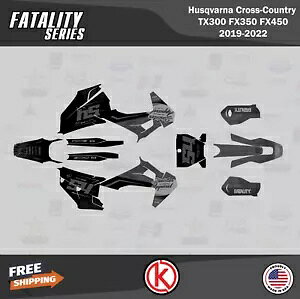Husqvarna TX300、FX350、FX450 (2019-2022) Fatality シリーズ用グラフィックスキット - スモーク Graphics Kit for Husqvarna TX300, FX350, FX450 (2019-2022) Fatality Series-Smoke 