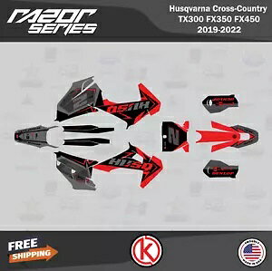 Husqvarna TX300、FX350、FX450 (2019-2022) Razor 用グラフィックス キット - レッド シフト Graphics Kit for Husqvarna TX300, FX350, FX450 (2019-2022) Razor - Red Shift 