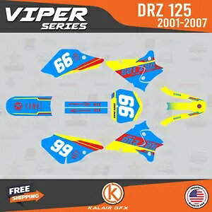 スズキ DRZ125 (2001-2007) DRZ 125 バイパー シリーズ用グラフィック デカール キット - Krazy Graphics Decal Kit For Suzuki DRZ125 (2001-2007) DRZ 125 Viper Series - Krazy 