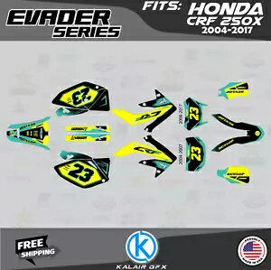 HONDA CRF250X (2004-2017) CRF 250X Evader シリーズ用グラフィックスキット - イエローティール Graphics Kit for HONDA CRF250X (2004-2017) CRF 250X Evader Series - Yellow Teal