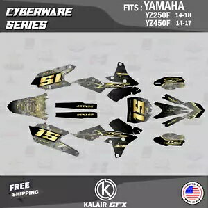 Yamaha YZ250F 2014-2018 YZ450F 2014-2017 Cyber??ware 用グラフィックスキット - ゴールド Graphics Kit for Yamaha YZ250F 2014-2018 YZ450F 2014-2017 Cyberware - GOLD