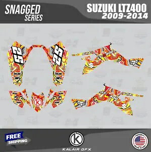 SUZUKI LTZ400 (2009-2014) (16 MIL) 引っ掛かりのあるグラフィックスキット - レッドイエロー Graphics Kit for SUZUKI LTZ400 (2009-2014) (16 MIL) Snagged - Red Yellow