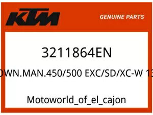 KTM OEM  3211864EN OWN.MAN.450/500 EXC/SD/XC-W 13 KTM OEM Part 3211864EN OWN.MAN.450/500 EXC/SD/XC-W 13