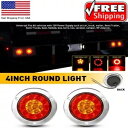 レッド/アンバーラウンドテール 16LED ストップブレーキランニングシグナルターンライトトラックトレーラー Red/Amber Round Tail 16LED Stop Brake Running Signal Turn Lights Truck Trailer(2)