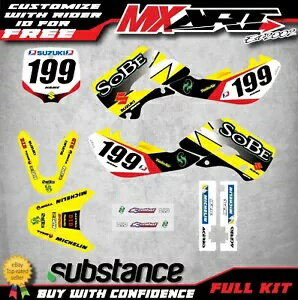 フルカスタムグラフィックキット SOBE スタイル、スズキ RM 65 / 2000 - 2019 デカールに適合 Full Custom Graphics Kit SOBE style to fit Suzuki RM 65 / 2000 - 2019 decals
