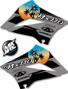 楽天カスタムパーツ WORLD倉庫ライズスタイルラジエーターデカールは、Kawasaki KLX 110 2010 - 2023 ステッカーグラフィックに適合します。 Rise style Radiator decals fits Kawasaki KLX 110 2010 - 2023 stickers graphics