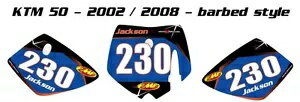 KTM 50 2002-08 用カスタムナンバープレートグラフィック有刺鉄線ステッカー/デカール Custom number p..