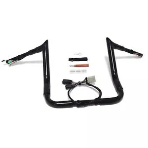 ブラック 14 インチ 配線済みドリルドハンドルバー 08-13 ストリート グライド/エレクトラグライド/ウ..