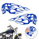 ブルーオートバイガス燃料油タンクスカル炎デカールバッジステッカーカフェレーサー ATV Blue Motorcycle Gas Fuel Oil Tank Skull Flame Decal Badge Sticker Cafe Racer ATV(2)