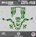 ヤマハ ブラスター YFS200 (2003-2006) 16 Mil Invasion 用グラフィックスキット - グリーン Graphics Kit for YAMAHA BLASTER YFS200 (2003-2006) 16 Mil Invasion - GREEN