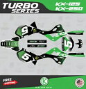 Kawasaki KX125 KX250 (1999-2002) KX 125 KX 250 Turbo 用グラフィックスキット - グリーン Graphics Kit for Kawasaki KX125 KX250 (1999-2002) KX 125 KX 250 Turbo - Green(2)