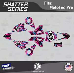 MotoTec 36V および 48V Pro 電動ダートバイク シャッター用グラフィックス キット - ピンク Graphics Kit for MotoTec 36V and 48V Pro Electric Dirt Bike Shatter - Pink