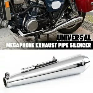 ハーレーリバースコーンメガホン排気パイプオートバイマフラーに適合-シルバー Fit For Harley Reverse..