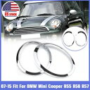 2X クロームヘッドライトランプトリムリングベゼルカバーミニクーパー R55/R56 2007-2015 2X Chrome Headlight Lamp Trim Ring Bezel Cover For Mini Cooper R55/R56 2007-2015(2)