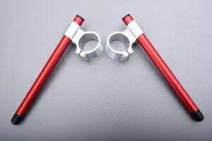 シルバーレッド ペア ハイライズ クリップオン ハンドルバー 35mm ホンダ CB-650 1979-1980 Silver-Red Pair of High Rise Clip-on Handlebars 35mm HONDA CB-650 1979-1980