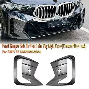 楽天カスタムパーツ WORLD倉庫車のフロントバンパーサイドフォグライトカバートリム BMW X6 G06 2023-2024 カーボンスタイル Car Front Bumper Side Fog Light Cover Trim For BMW X6 G06 2023-2024 Carbon Style