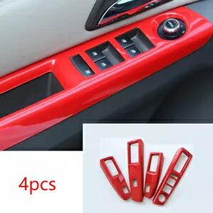 4 個 ABS レッドウィンドウリフトパネルスイッチカバートリム 2010-2015 シボレークルーズ用 4pcs ABS red Window lift panel switch cover trim For 2010-2015 Chevrolet Cruze