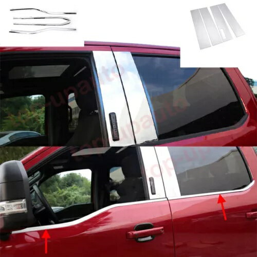 フォード F-150 F150 4D 2021-2023 クローム Windows ストリップ敷居モールディングカバートリム 8P Fo..