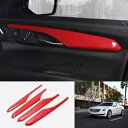 ABS レッドカーボンファイバーインテリアドアアームレストカバートリム 2016-2020 キャデラック CT6 ABS Red carbon fiber In...