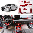 マツダ 6 2018-2021 ABS レッドカーボンインテリアフルセットアクセサリーキットトリム 13PC For Mazda 6 2018-2021 ABS...