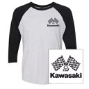 Kawasaki フィニッシュライン ベースボール T シャツ - ホワイト/ブラック - L 23-87124 Kawasaki Finish Line Baseball Tee Shirt - White/Black - Large 23-87124