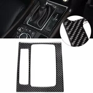 カーボンファイバーコンソールギアシフトペインフレームカバートリムフィットマツダ 3 アクセラ 2017-1..