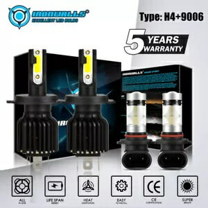 三菱モンテロ 2001-2006 6000K LED ヘッドライト高低 + フォグ電球 For Mitsubishi Montero 2001-2006 6000K LED Headlight High Low + Fog Light Bulbs