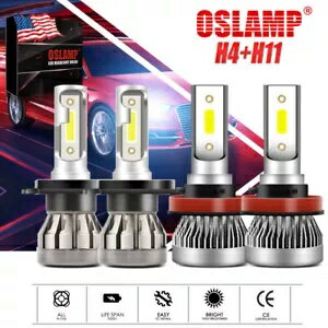  H4 + H11 LED إåɥ饤ȥϥӡե饤 3000W 450000LM ߥŵ奭å Combo H4+H11 LED Headlight High-Low Beam FOG Light 3000W 450000LM MINI Bulbs Kit