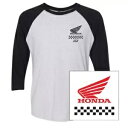 Factory Effex Honda Wing ベースボール T シャツ - ホワイト/ブラック - 2XL 23-87328 Factory Effex Honda Wing Baseball T-Shirt - White/Black - 2XL 23-87328