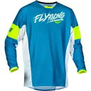 Fly Racing ユース キネティック メッシュ カオス ジャージ - ブルー/ホワイト/ハイビズ - L 377-332YL Fly Racing You...